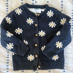 Old Navy Girls, Navy with White Floral Cardigan Sweater, Size 5T
